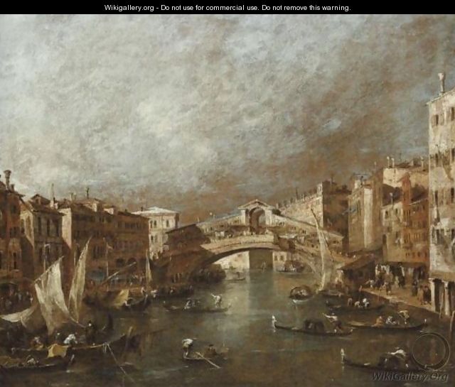 Venice, A View Of The Grand Canal With The Riva Del Vin And The Rialto Bridge - Francesco Guardi