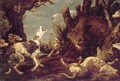 A Landscape With Hounds Attacking A Boar - Paul de Vos