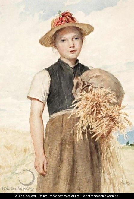 Madchen Mit Garben Girl With Sheaves - Albert Anker