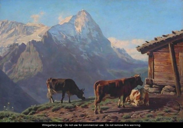 Mountain Landscape With Cows, 1883 - Albert Lugardon