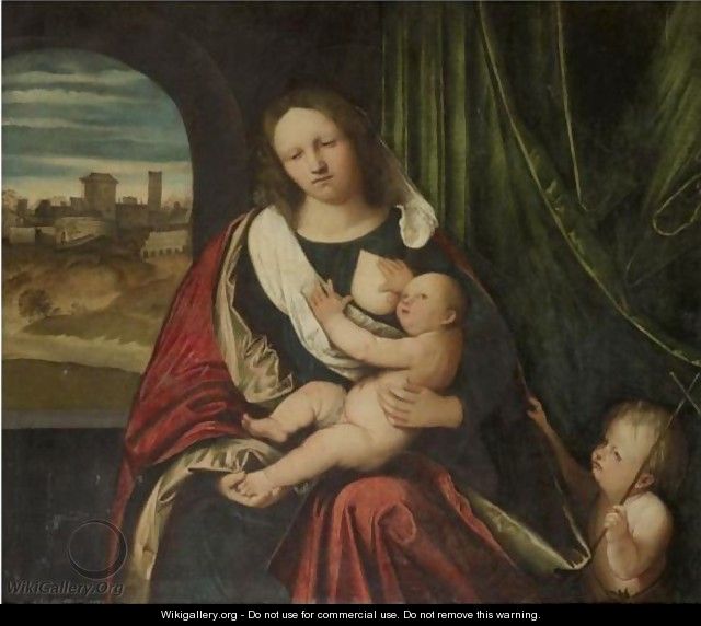 The Madonna And Child With The Infant Saint John The Baptist, A Town Seen Through An Arch To The Left - Altobello Melone