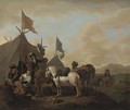 A Military Encampment With Soldiers Carousing Before A Tent - Evert Oudendijck