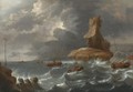 A Seascape With Smalschips In Coastal Waters - Cornelis Mahu