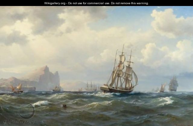 Shipping In The Straits Of Gibraltar - Wilhelm Melbye