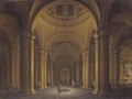 Elegant Figures In A Nocturnal Church Interior - Anthonie De Lorme