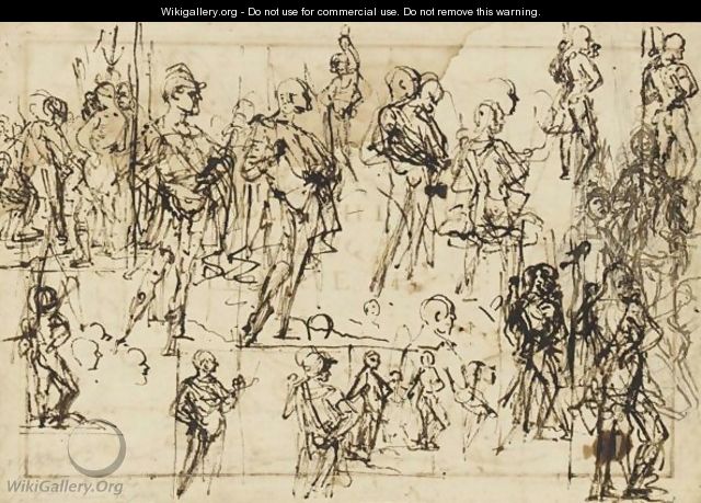 Sheet Of Figure Studies - (after) Giovanni Antonio Fasolo