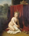 Portrait Of A Young Girl Kneeling By A Table, An Apple In Her Hand - (after) Jeanne Elisabeth Chaudet