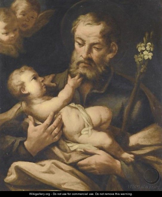 Saint Joseph With The Christ Child - (after) Francesco De Mura