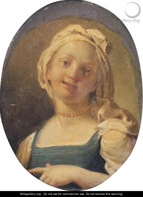 A Young Girl Wearing A Coral Necklace - Neapolitan School