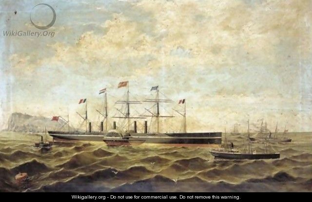 The Steamship The Great Eastern Off Gibraltar - Adolfo Giraldez Y Penalver