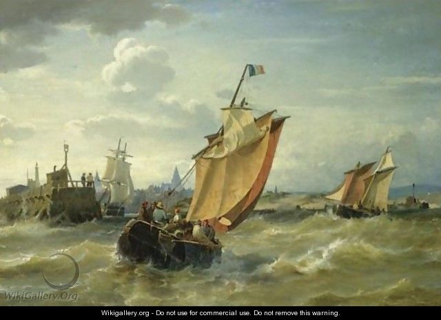 Fishing Boats Approaching Harbour - Carl Frederik Sorensen