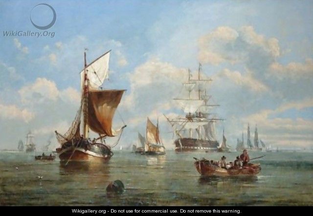 Shipping At Anchor Off The Coast - John Callow