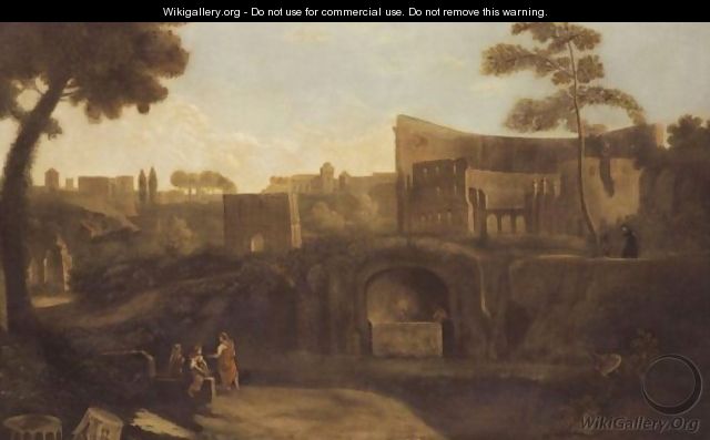 Rome, A View Of The Colosseum With The Forum Beyond - (after) Jan Frans Van Orizzonte (see Bloemen)