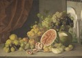 A Still Life With Baskets Of Grapes And Peaches, Together With Figs Watermelons - Italian School