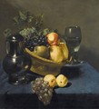 Still Life With Apples And Grapes In A Wicker Basket - Judith Leyster