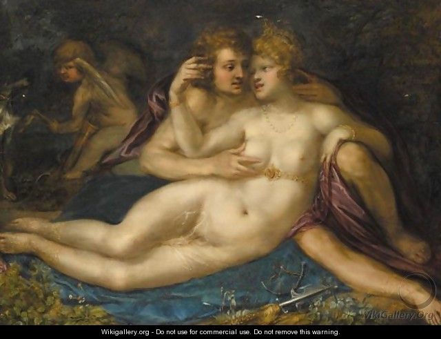 Mars And Venus With Cupid - (after) Pieter Isaacsz