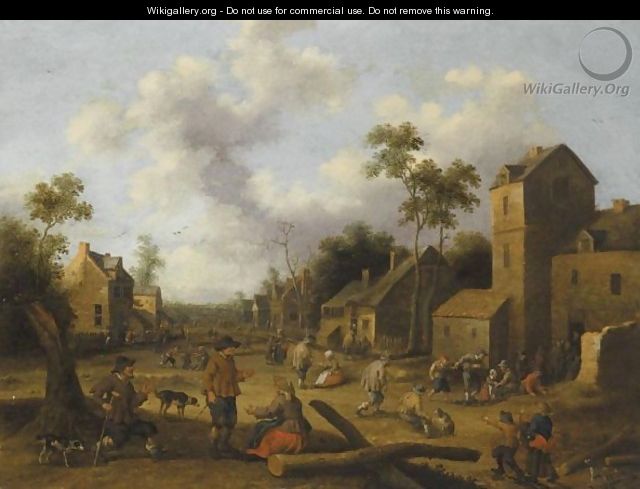 A Village Scene With Peasants Conversing In The Foreground - Joost Cornelisz. Droochsloot