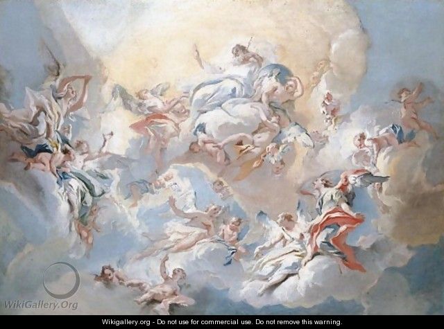 God The Father And Angels In Glory - Carlo Innocenzo Carlone