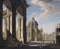An Architectural Capriccio With Figures Conversing On The Piazza - Jacopo Fabris Venice