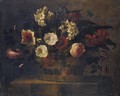 Still Life Of Flowers In A Wicker Basket - Juan De Arellano