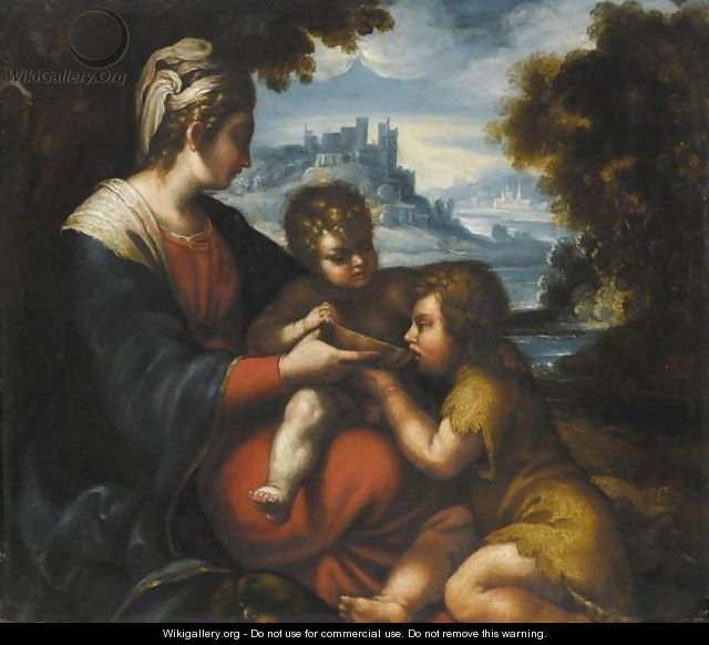 The Madonna And Child With Saint John The Baptist - Michele Da Parma (see Rocca)