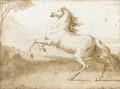A Rearing Horse, In A Landscape - Giovanni Domenico Tiepolo