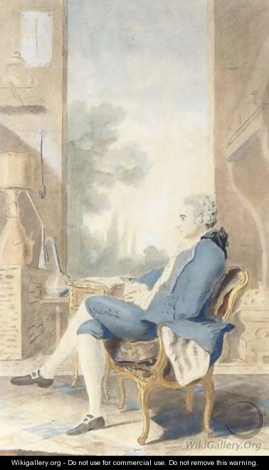A Portrait Of The Duc De Lauraguais, Louis Leon Felicite De Brancas, Seated In A Laboratory - Louis (Carrogis) de Carmontelle