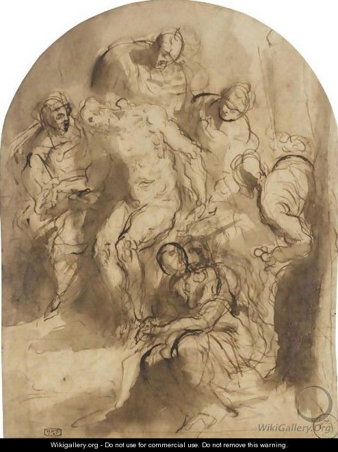 Figures Mourning Over The Body Of Christ - (after) Jacopo D