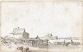 A Farmstead On The Shore With A Jetty, Men In Rowing Boats In The Foreground - Jan van Goyen