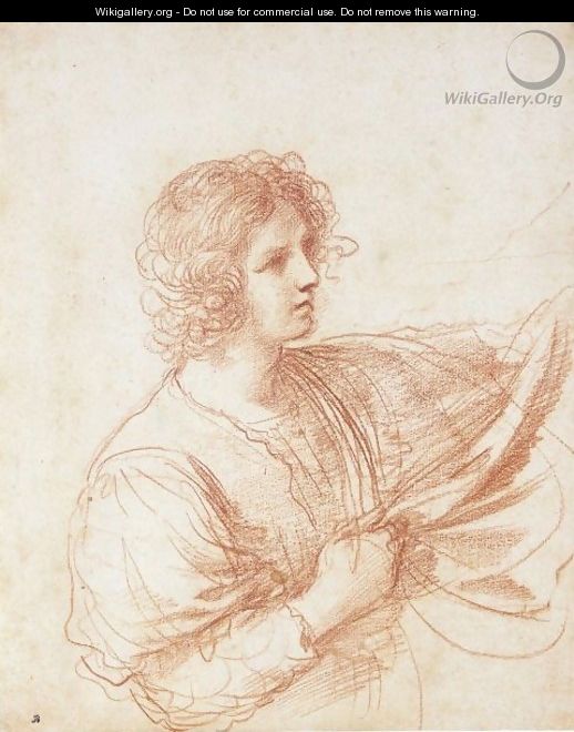 Study Of A Youth Holding A Swag Of Drapery - Giovanni Francesco Guercino (BARBIERI)