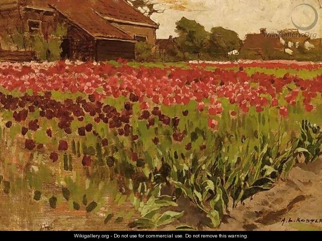 Paarsche En Roode Darwin Tulpen - Anton Lodewijk Koster