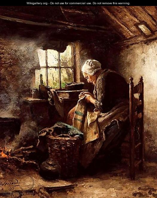 Woman Sewing - Johannes Weiland