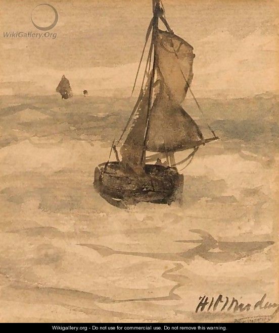 A Bomschuit At Sea - Hendrik Willem Mesdag