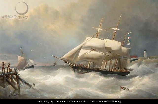 A Three-Master On Choppy Seas - Nicolaas Riegen