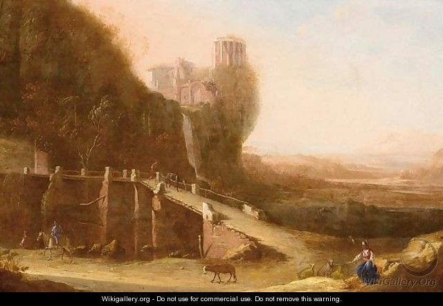 An Italianate Landscape With A Shepherdess And Travellers On A Path Near A Ruin - Dutch School