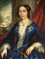 Portrait Of An Elegant Lady, Seated Three-Quarter Length, Wearing A Blue Dress - Italian School
