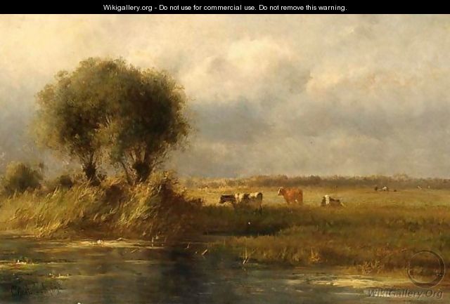 Cows In Summer Landscape - Cornelis Sr Westerbeek