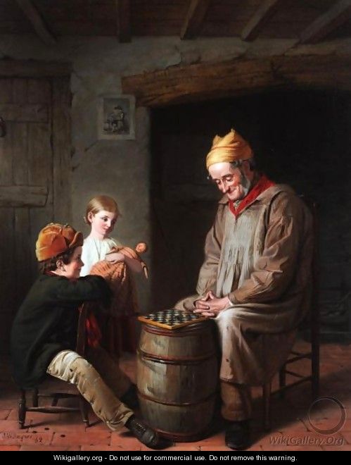 A Game Of Draughts - John William Haynes