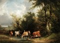 Cattle Watering In A Pool - William Shayer, Snr