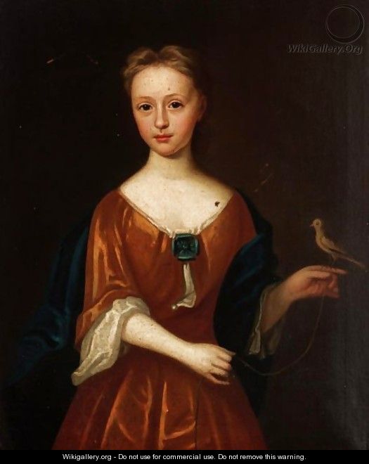 Portrait Of A Girl Holding A Bird - (after) Hans Hysing