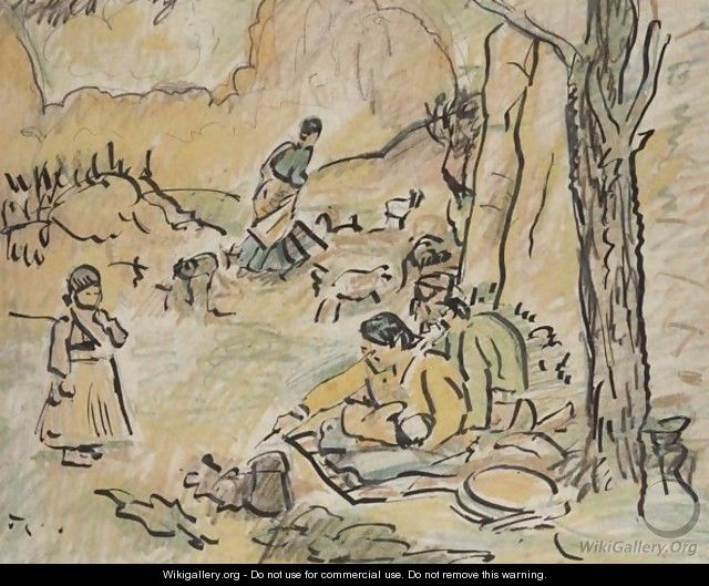 Native Americans At The Campfire - George Leslie Hunter