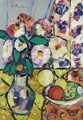 Still Life With A Vase Of Dahlias - George Leslie Hunter