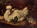 A Hen, Chicks And A Duck In A Landscape - (after) Melchior D'Hondecoeter