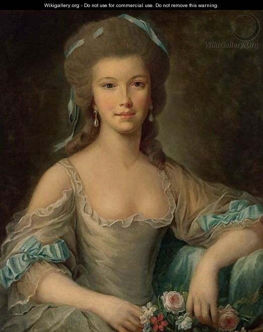 A Portrait Of An Elegant Lady Seated, Wearing Pearl Pendants - French School