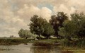 An Angler In A River Landscape - Jan Willem Van Borselen