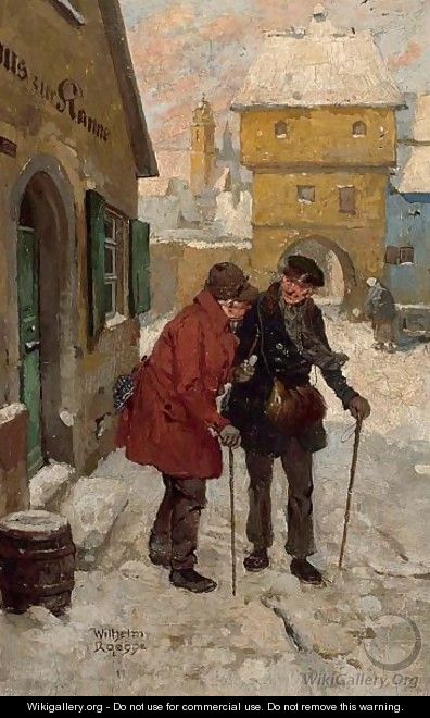 Travellers In A Snow Covered Town - Wilhelm Sen Roegge