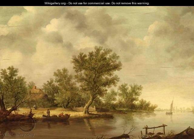 A River Landscape With Fishermen In A Boat - (after) Jan Van Goyen
