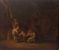 A Barn Interior With Peasants Smoking And Drinking - (after) Adriaen Jansz. Van Ostade