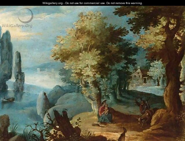 A Wooded Landscape With The Rest On The Flight To Egypt - Flemish School