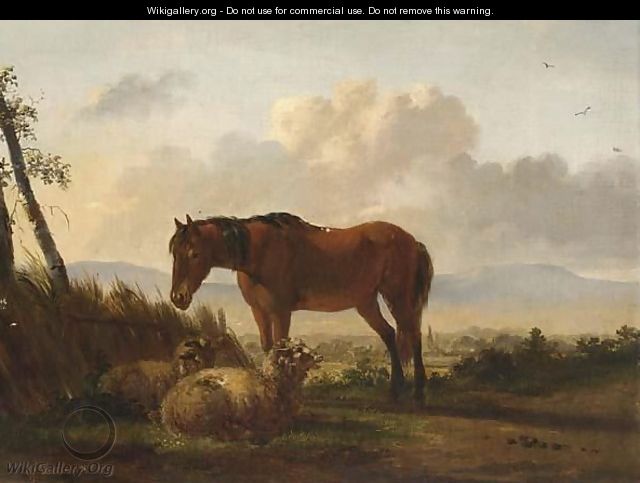A Horse And Sheep In A Landscape - Pieter Gerardus Van Os